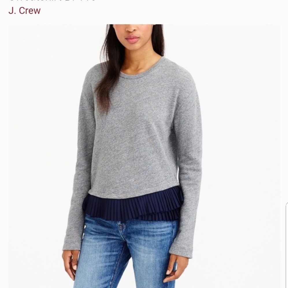 EUC J.Crew Ruffle Sweatshirt Grey/Navy Size M